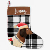 Aangepast schattig bruine schottshond Xmas vleid Kleine Kerstsok (Voorkant)