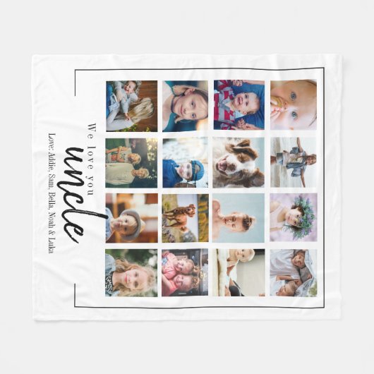aangepast schattig cadeau voor 16 fotocollage oom fleece deken (Voorkant (Horizontaal))