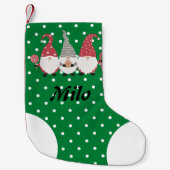 Aangepast schattig kerststaartgroene witte stippen kleine kerstsok (Voorkant)