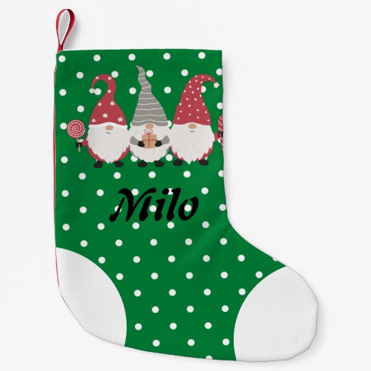 Aangepast schattig kerststaartgroene witte stippen kleine kerstsok (Voorkant)