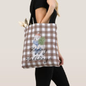 Aangepast schattig ontwerp bruin tartan l polair b tote bag (Dichtbij)