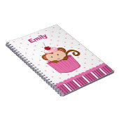 Aangepast schattig roze cupcake-aapje notebook notitieboek (Rechterzijde)