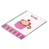 Aangepast schattig roze cupcake-aapje notebook notitieboek (Linkerzijde)