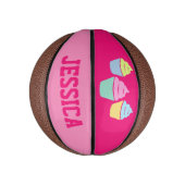 Aangepast schattig roze cupcake, klein basketbal v (Verticaal)