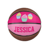 Aangepast schattig roze cupcake, klein basketbal v (Voorkant)