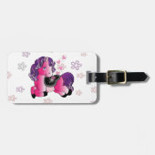 Aangepast schattig roze pony met hart bagagelabel (Voorkant horizontaal)