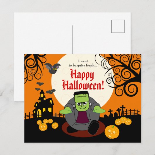 Aangepast schattig spooky Halloween Frankenstein m Briefkaart (Voorkant / Achterkant)