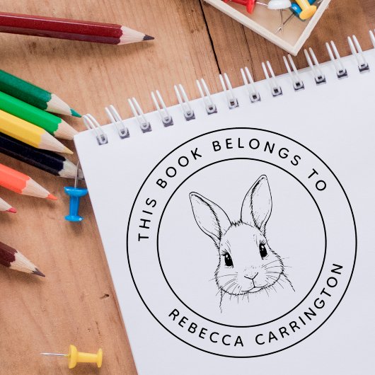 Aangepast Schattige konijn Dit boek hoort bij de n Rubberstempel
