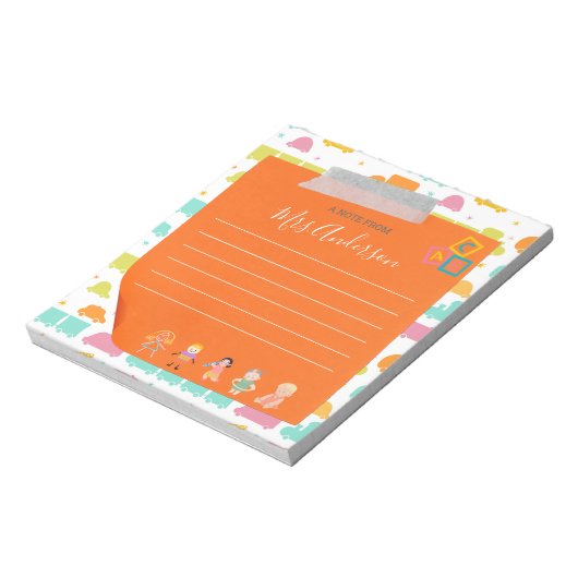 Aangepast Schattige Sinaasappel Een notitie van he Notitieblok (Linkerzijde)