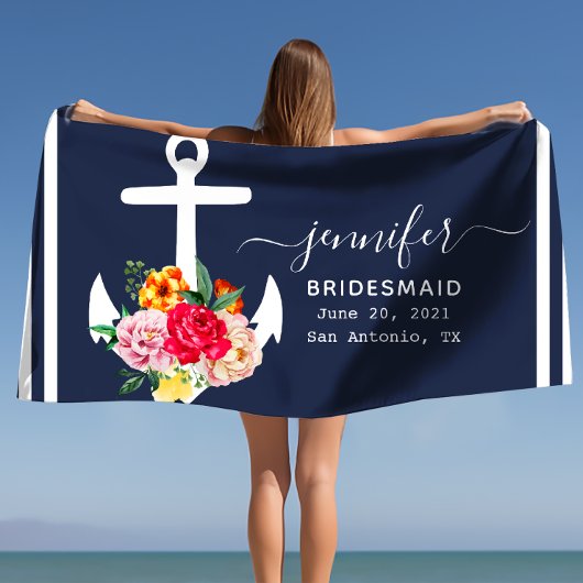 Aangepast scheepsanker badkamer oceaan marineblauw strandlaken