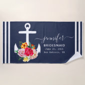 Aangepast scheepsanker badkamer oceaan marineblauw strandlaken (Voorkant)