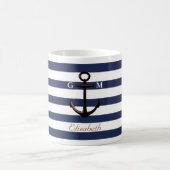 Aangepast scheepsschip Blue Nautical Brass Anchor Koffiemok (Center)