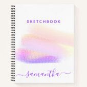 Aangepast schetsboek roze paarse penseeldruppels notitieboek (Voorkant)