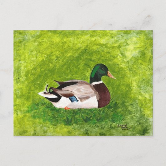 Aangepast schilderen van Mallard Duck-Briefkaarten Briefkaart (Voorkant)