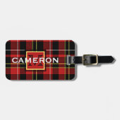 Aangepast schildpad Rood zwart-wit TartanPatroon Bagagelabel (Voorkant horizontaal)