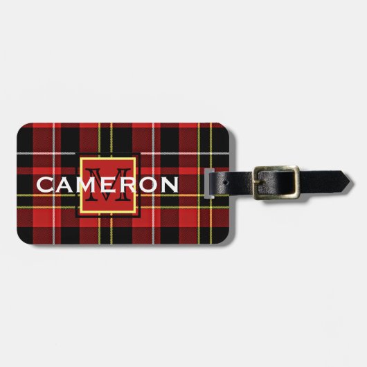 Aangepast schildpad Rood zwart-wit TartanPatroon Bagagelabel (Voorkant horizontaal)