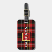 Aangepast schildpad Rood zwart-wit TartanPatroon Bagagelabel (Voorkant verticaal)