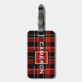 Aangepast schildpad Rood zwart-wit TartanPatroon Bagagelabel (Achterkant verticaal)