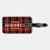 Aangepast schildpad Rood zwart-wit TartanPatroon Bagagelabel (Achterkant horizontaal)