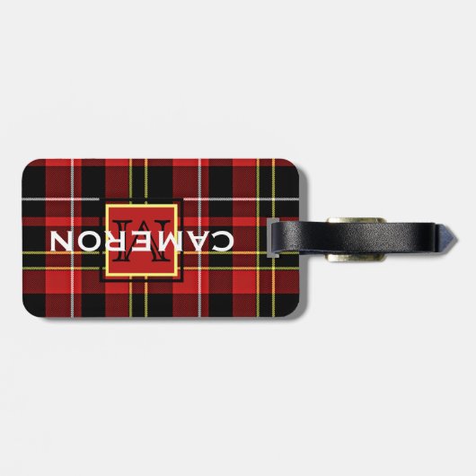 Aangepast schildpad Rood zwart-wit TartanPatroon Bagagelabel (Achterkant horizontaal)