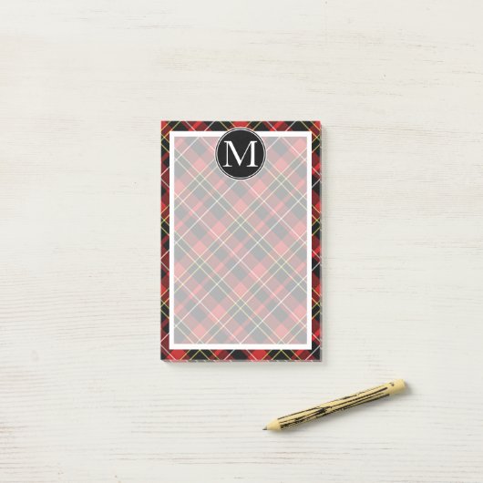 Aangepast schildpad Rood zwart-wit TartanPatroon Post-it® Notes (Op bureau)