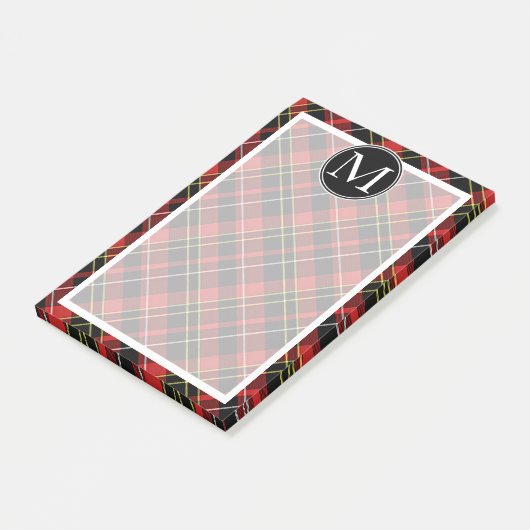 Aangepast schildpad Rood zwart-wit TartanPatroon Post-it® Notes (Schuin)