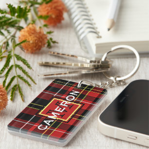 Aangepast schildpad Rood zwart-wit TartanPatroon Sleutelhanger