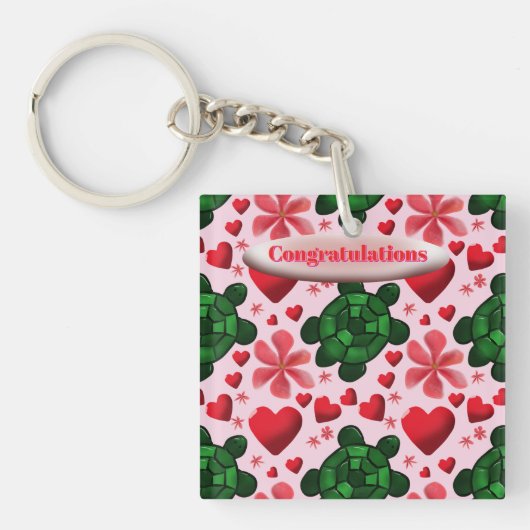 Aangepast schildpadpatroon cadeau sleutelhanger (voorkant)
