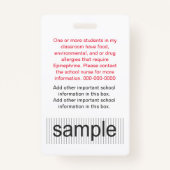 Aangepast schoolonderwijzers Personeelsidentificat Badge (Achterkant)