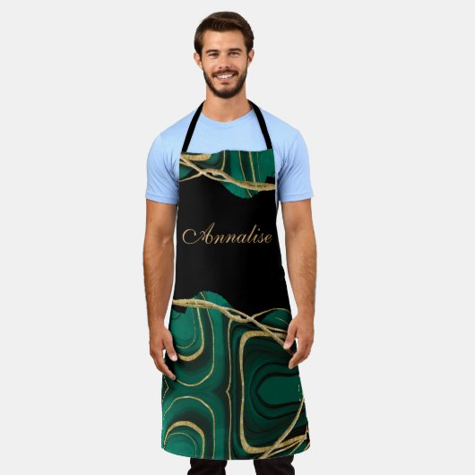 Aangepast Schort voor groene Gold Agate (Gedragen)