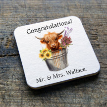 Aangepast Schots Onderzetter, Highland Koe Gift Id