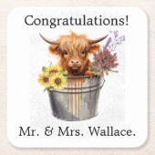 Aangepast Schots Onderzetter, Highland Koe Gift Id Kartonnen Onderzetters (Voorkant)