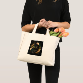 Aangepast Schrift op Luxe Zwart Gouden Abstract Fr Mini Tote Bag