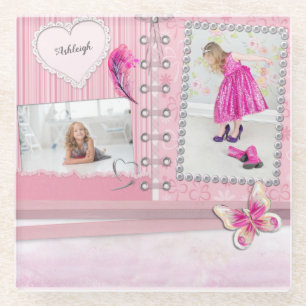 Aangepast scrapbook voor fotocollage Girls Glazen Onderzetter