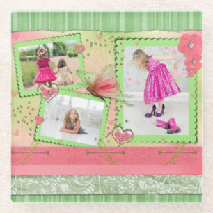 Aangepast scrapbook voor fotocollage Girls Glazen Onderzetter