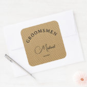 Aangepast script bruidsjonkers Natuurlijke jute te Vierkante Sticker (Envelop)