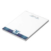 Aangepast script Celadon Blauwe Geruite Tartan Mon Notitieblok (Linkerzijde)