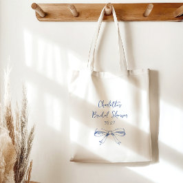 Aangepast script Coquette strik bruiloft feest Tote Bag