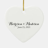 Aangepast script Couple Name Date Wedding Keramisch Ornament (Achterkant)