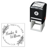 Aangepast script en elegante bladeren | Rondbruilo Zelfinktende Stempel (In situ)