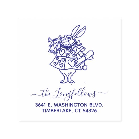 Aangepast script Familienaam Konijn Retouradres Zelfinktende Stempel (Design)