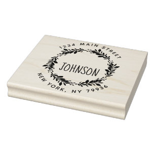 Aangepast script Familienaam Ronde retour Adres RU Rubberstempel