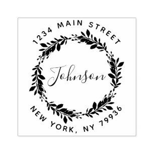 Aangepast script Familienaam Ronde retour Adres RU Rubberstempel