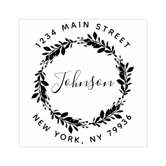 Aangepast script Familienaam Ronde retour Adres RU Rubberstempel (Afrduk)