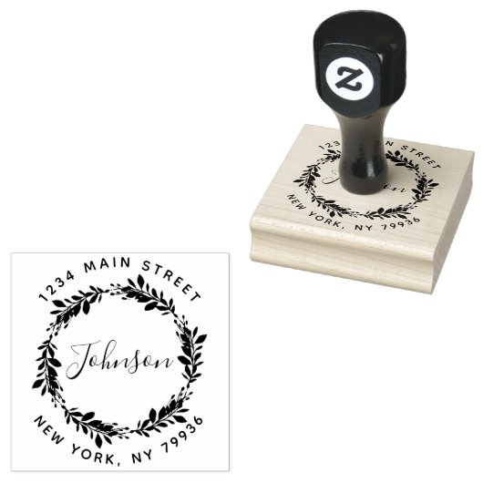 Aangepast script Familienaam Ronde retour Adres RU Rubberstempel (Gestempeld)