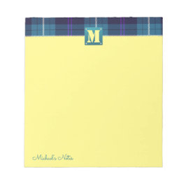 Aangepast script gegoten tartan leder Monogram gee Notitieblok