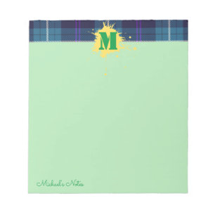 Aangepast script geplakt met Tartan Splash Monogra Notitieblok
