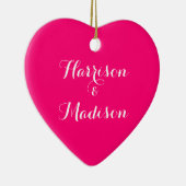 Aangepast script hete roze Couple's Name Wedding Keramisch Ornament (Rechts)
