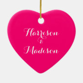 Aangepast script hete roze Couple's Name Wedding Keramisch Ornament (Achterkant)