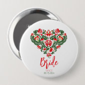 Aangepast script Hongaarse Matyo-folk abstract har Ronde Button 4,0 Cm (Voorkant /achterkant)